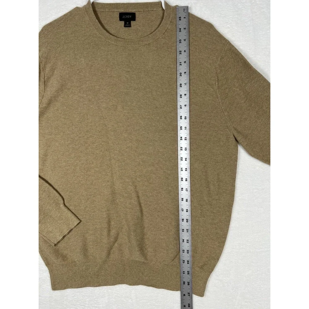 J.Crew Mens Crewneck Sweater Size M Camel Tan Heather Pullover Knit Long Sleeve